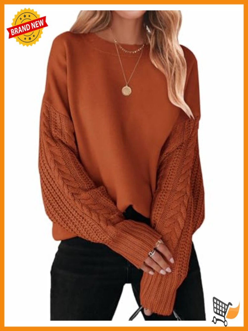 Cable Knit Oversized Tunic Sweater Pullover Long Sleeve
